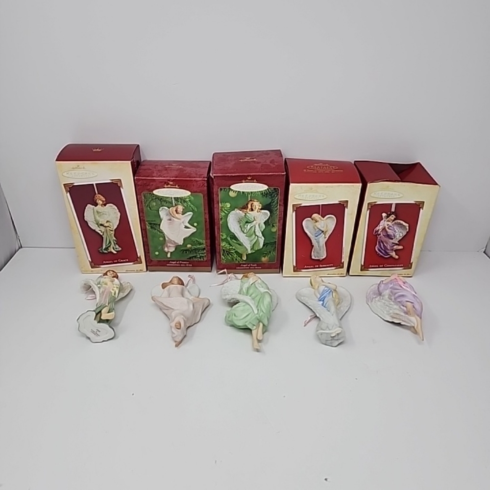 Hallmark Keepsake Christmas Ornaments Angel Series Lot of 5